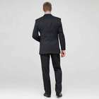Charcoal Single Pleat Striped Wool Suit, , small