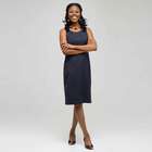 Navy Pinstripe Dress, , small